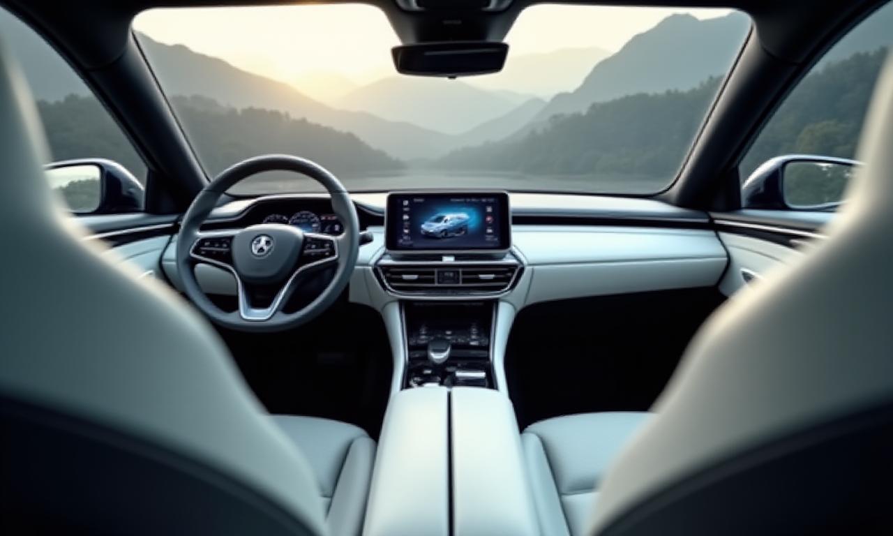 Stylized, out-of-focus car dashboard interior